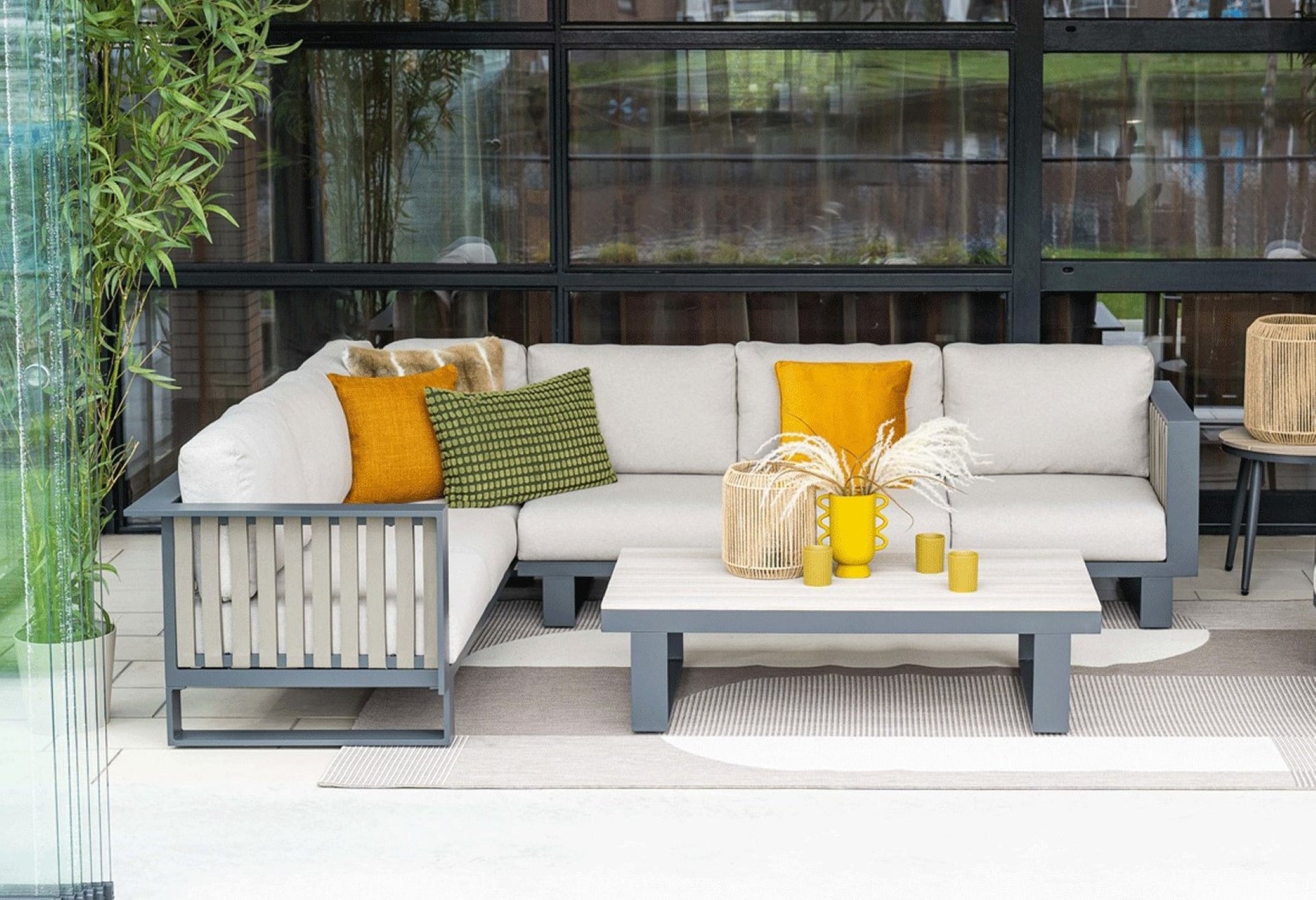 EX DISPLAY Bologna Corner Lounge Set and Coffee Table