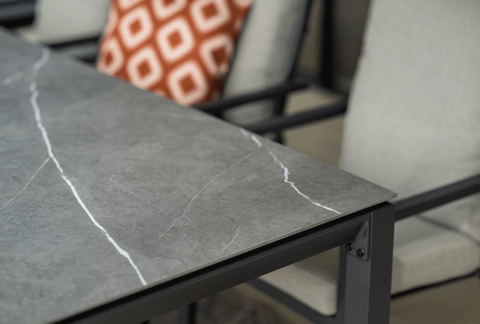 Domingo 4 Seater Dining Table with Sergio Dining Chairs - Light Grey Cushions