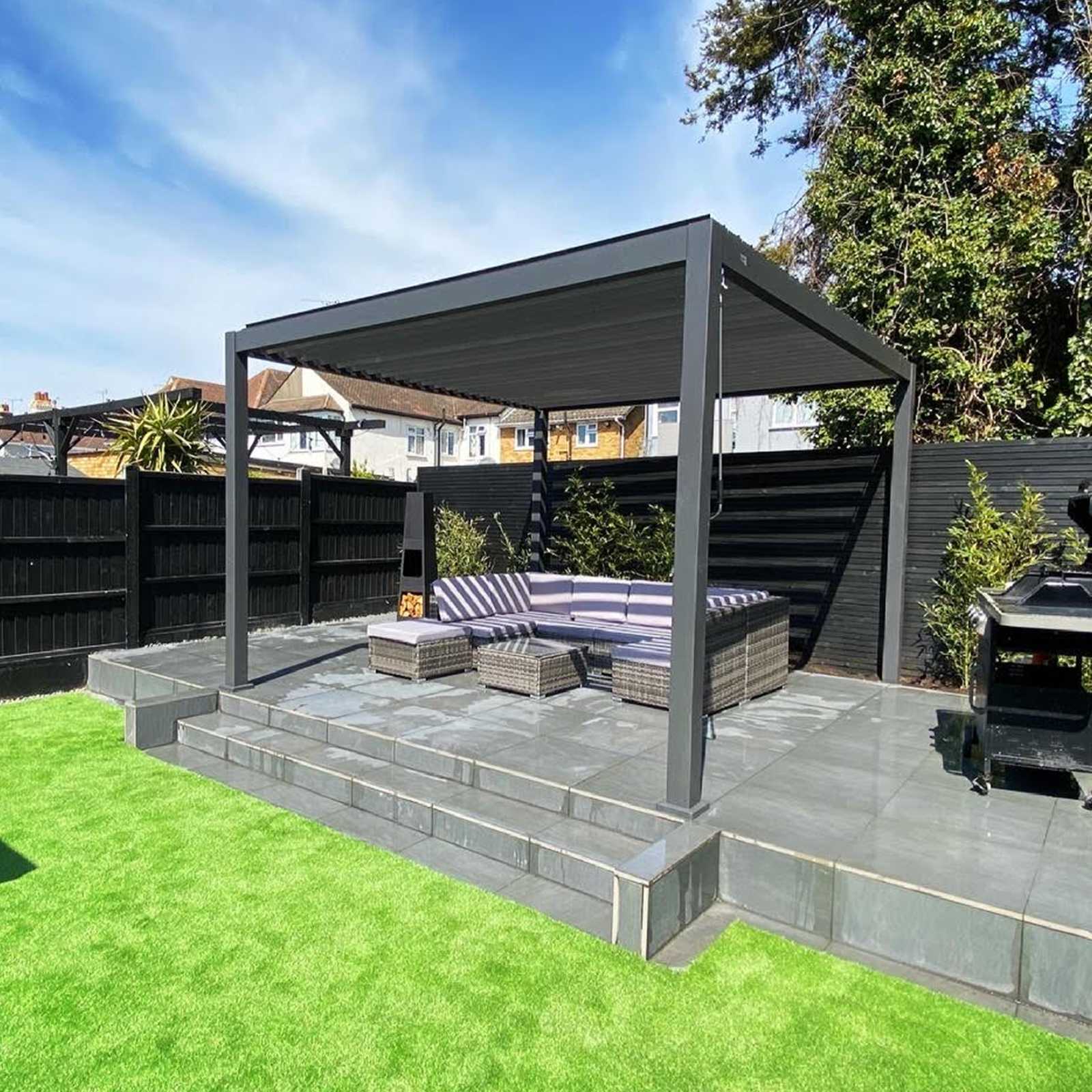 Tivoli 3.6m x 3.6m Grey Frame Free Standing Pergola