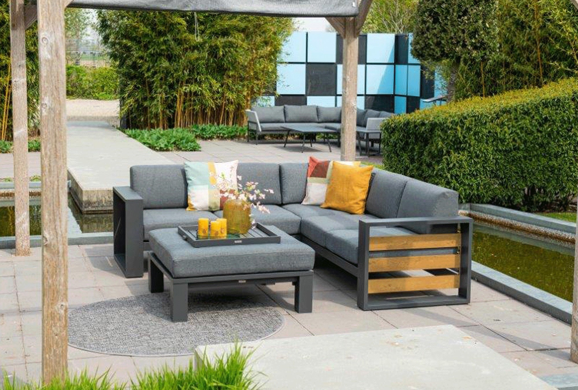 Metal corner sofa garden sale