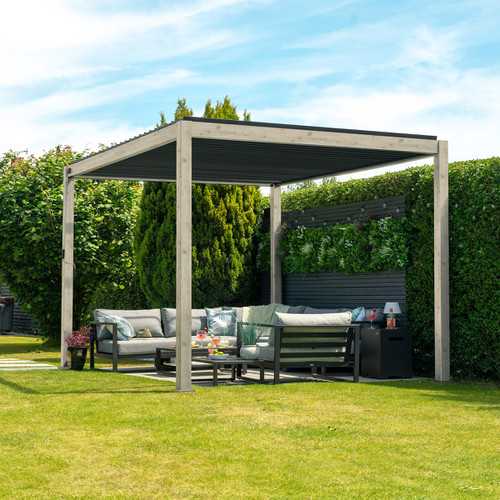 Tivoli 3m x 3m Wood Effect Free Standing Pergola