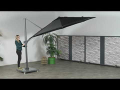 Hawaii 300cm x 300cm Lumen LED Square Cantilever Parasol with 90kg Moveable Granite Base