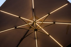 Hawaii 300cm x 300cm Lumen LED Square Cantilever Parasol with 90kg Moveable Granite Base
