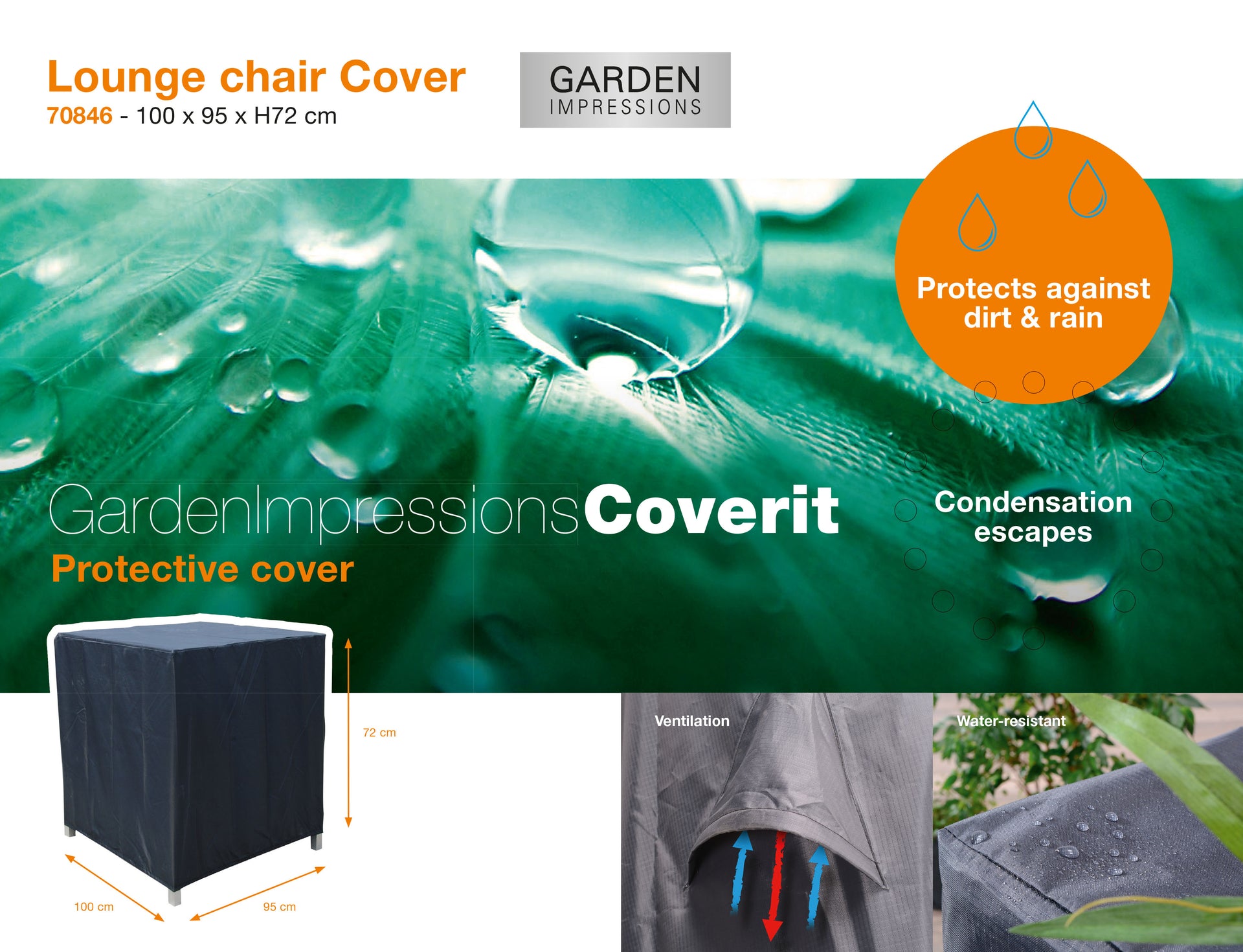 Coverit Armchair Cover 95cm x 100cm x 72cm