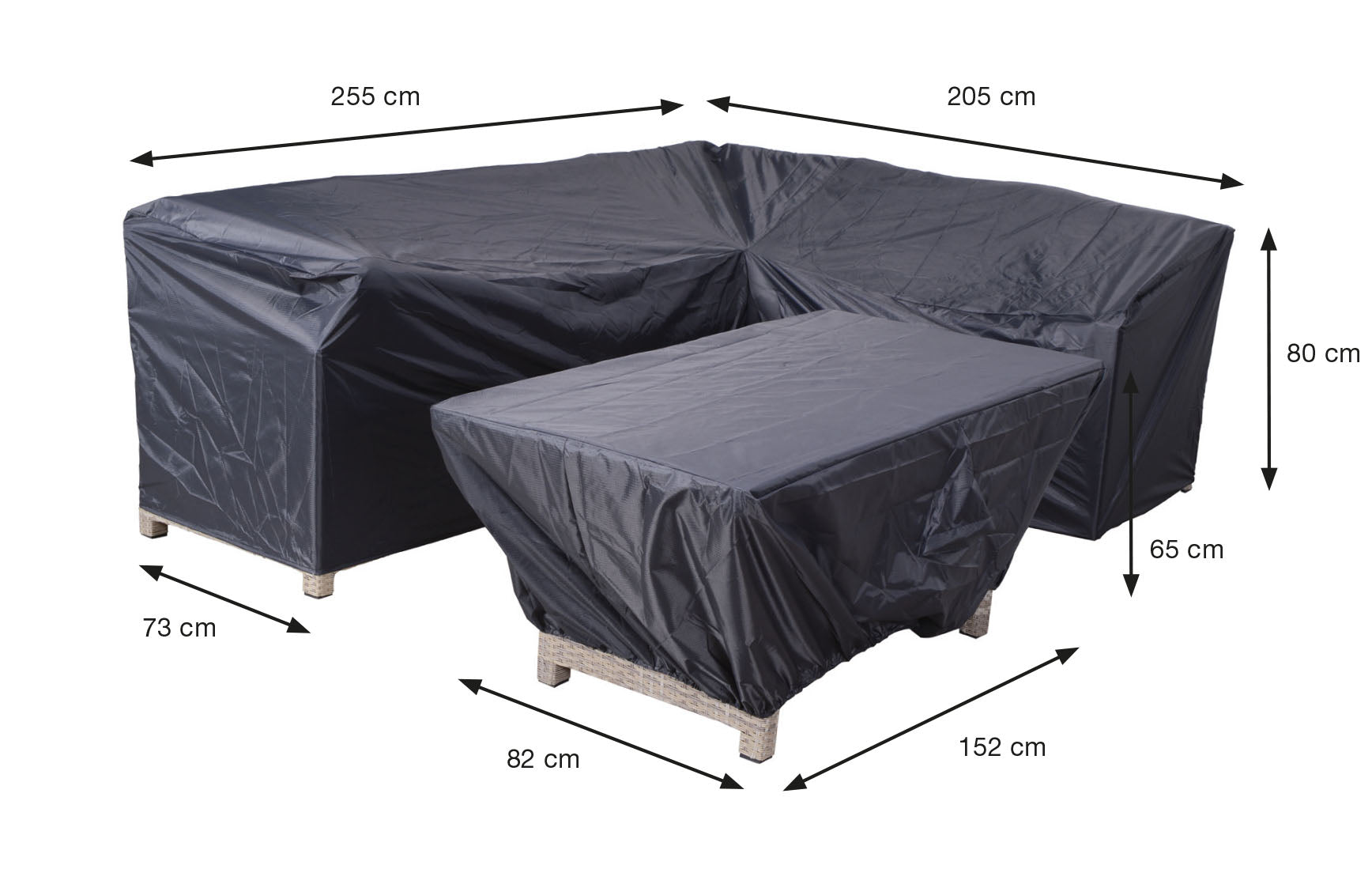 Coverit Lounge Dining Cover 255/205cm x 73cm x H80cm, & 152cm x 82cm x H65cm