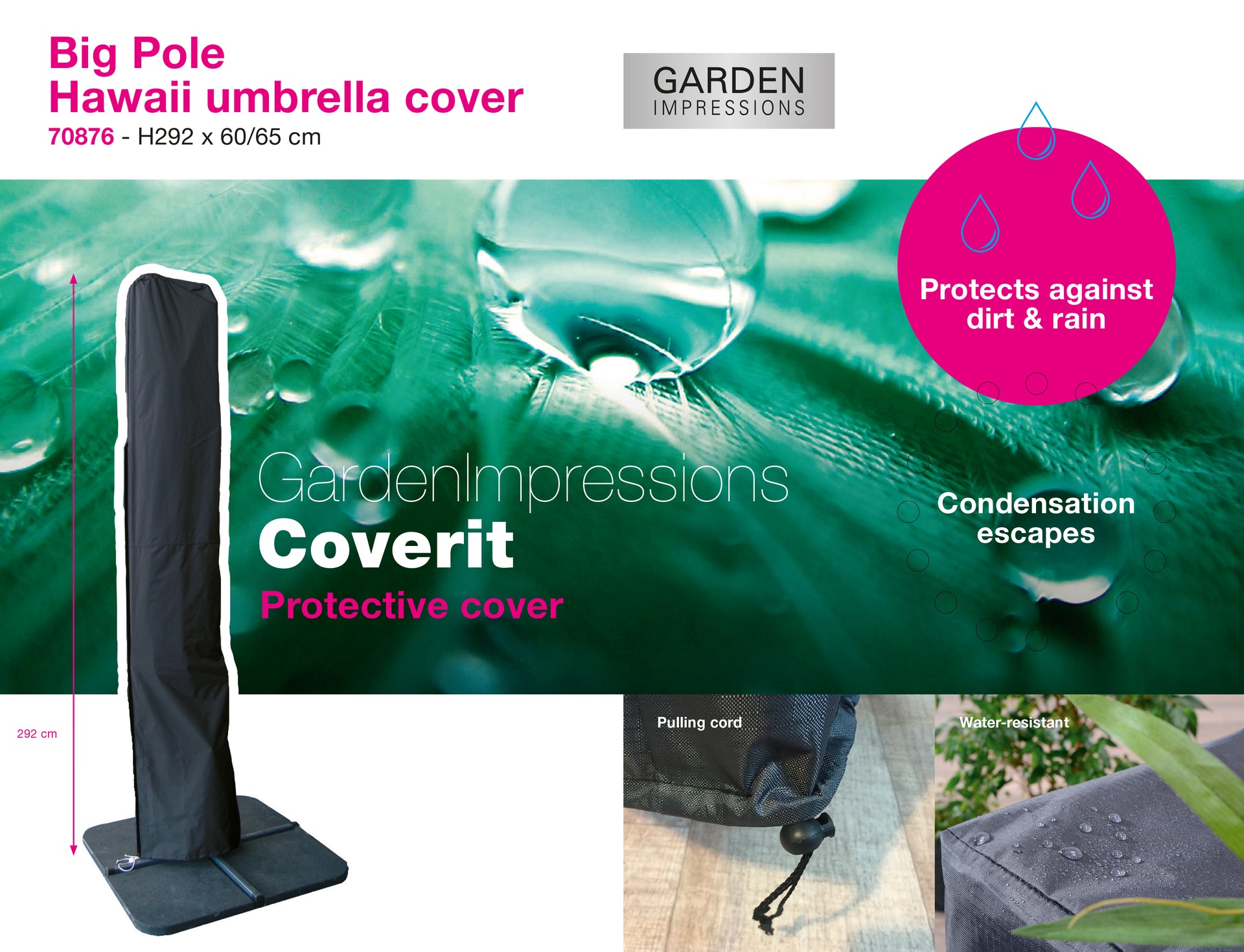Coverit Large Cantilever Parasol 300cm x 60/65cm