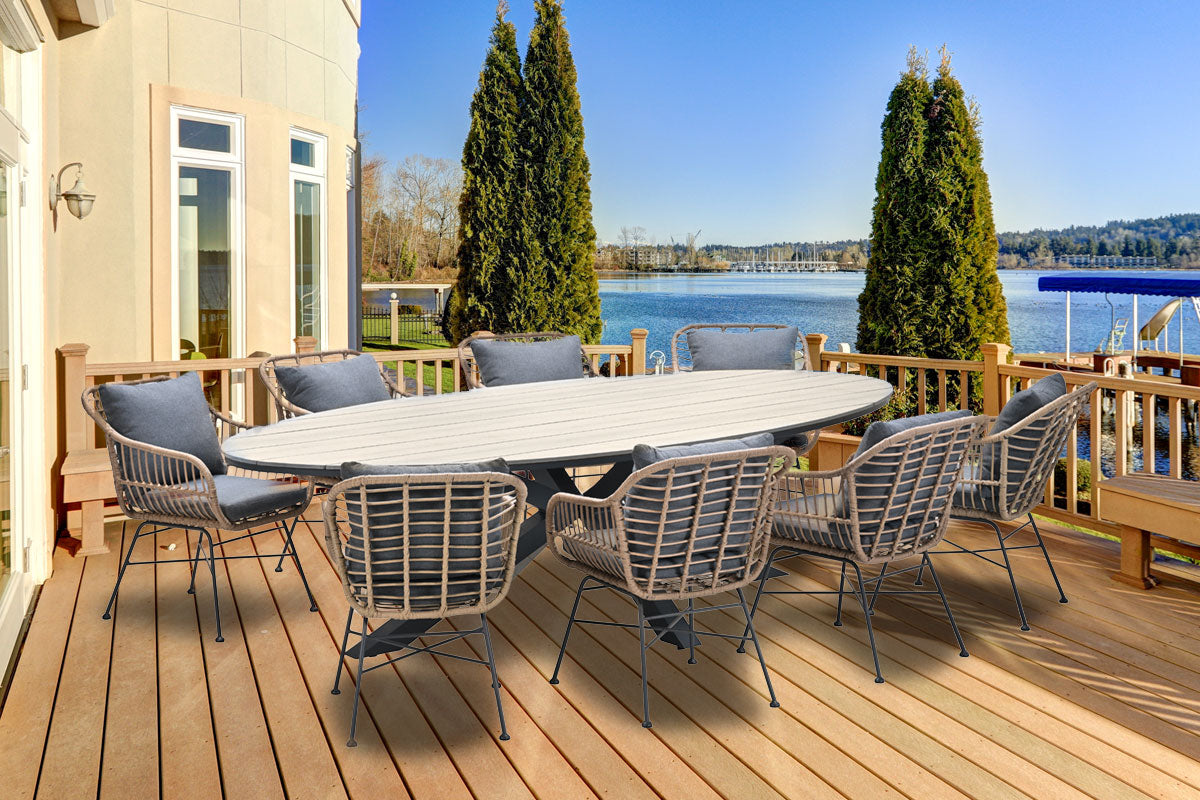 Edison Natural - Eight Seater Oval Dining Suite with Margriet Chairs