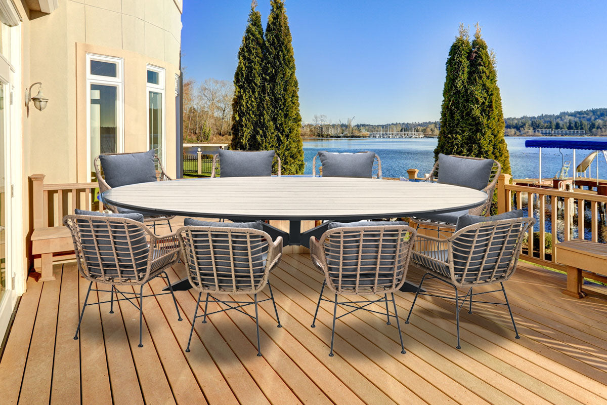 Edison Natural - Eight Seater Oval Dining Suite with Margriet Chairs