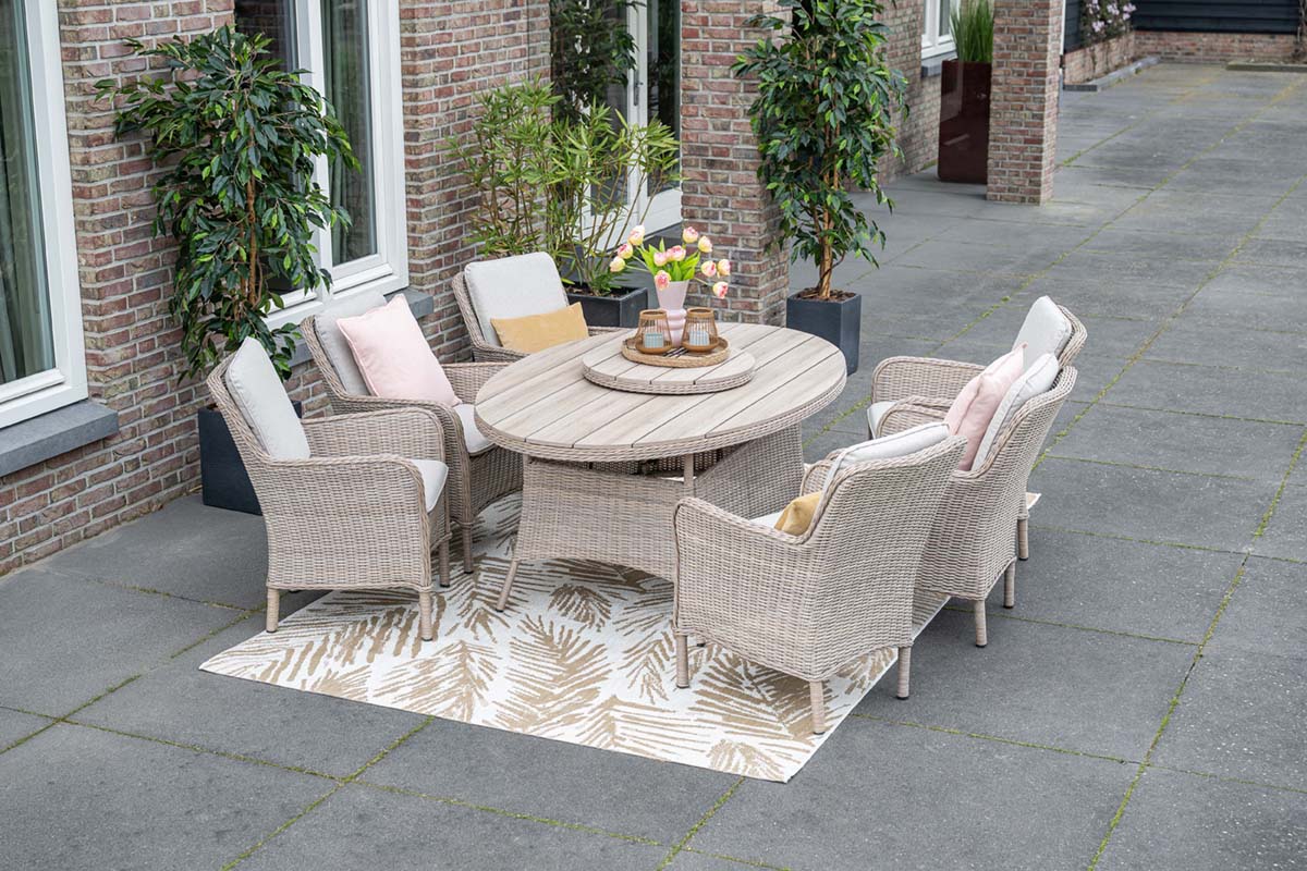 Jersey 6 Seater Oval Dining Suite with Lazy Susan