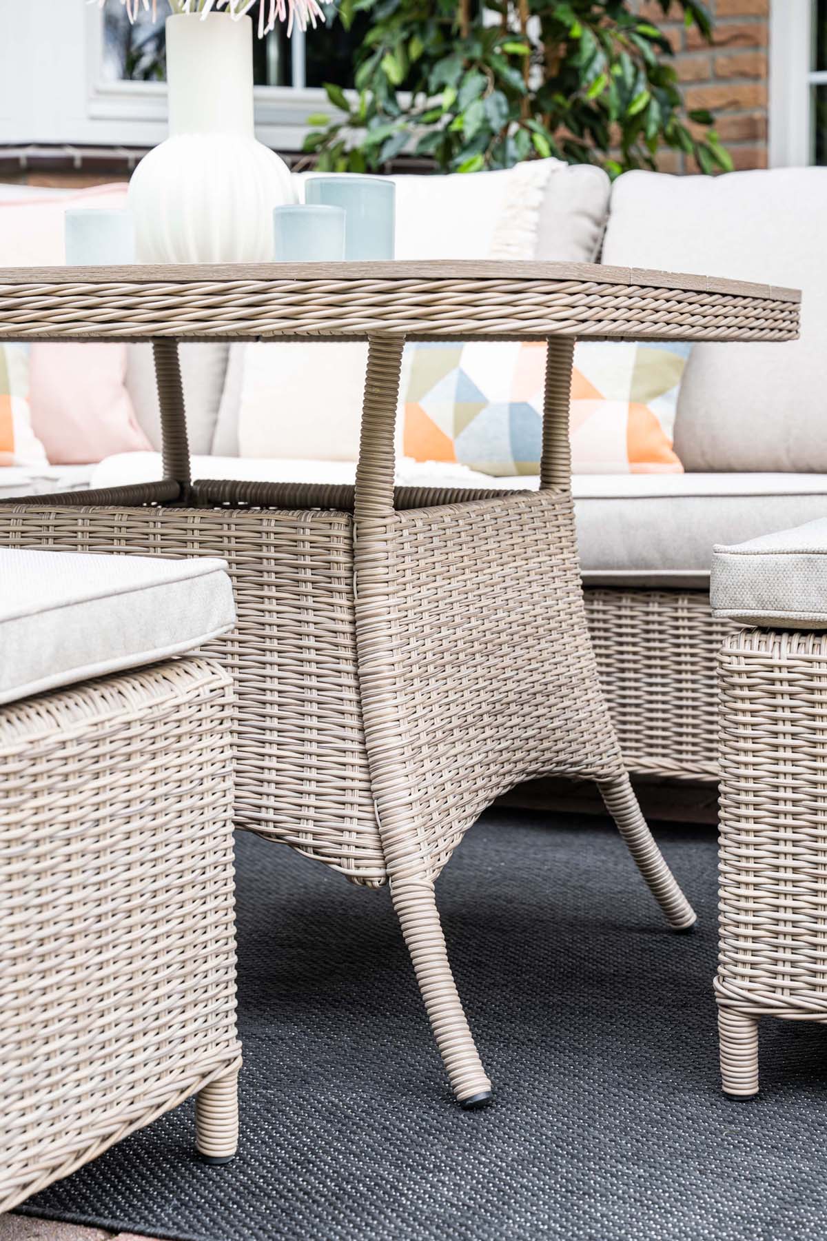 Jersey Corner Sofa with Height Adjustable Table