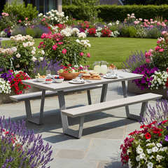 Bell 200cm Picnic Bench in Dark and Light Grey