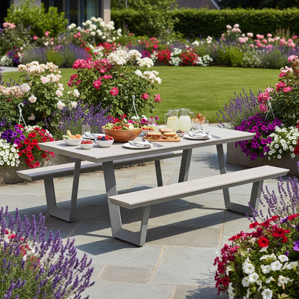 Bell 200cm Picnic Bench in Dark and Light Grey