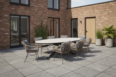 Edison Natural - Eight Seater Oval Dining Suite with Margriet Chairs