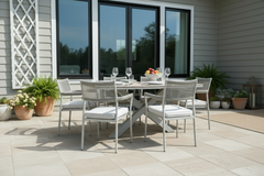 Edison Natural - Six Seater Oval Dining Suite with Barcelona Chairs