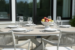 Edison Natural - Eight Seater Oval Dining Suite with Barcelona Chairs