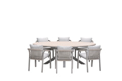 Edison Natural - Six Seater Oval Dining Suite with Monti Chairs