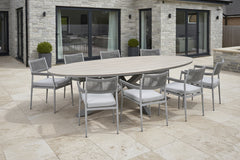 Edison Natural - Eight Seater Oval Dining Suite with Barcelona Chairs