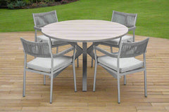 Edison Natural - Four Seater Round Dining Suite with Barcelona Chairs