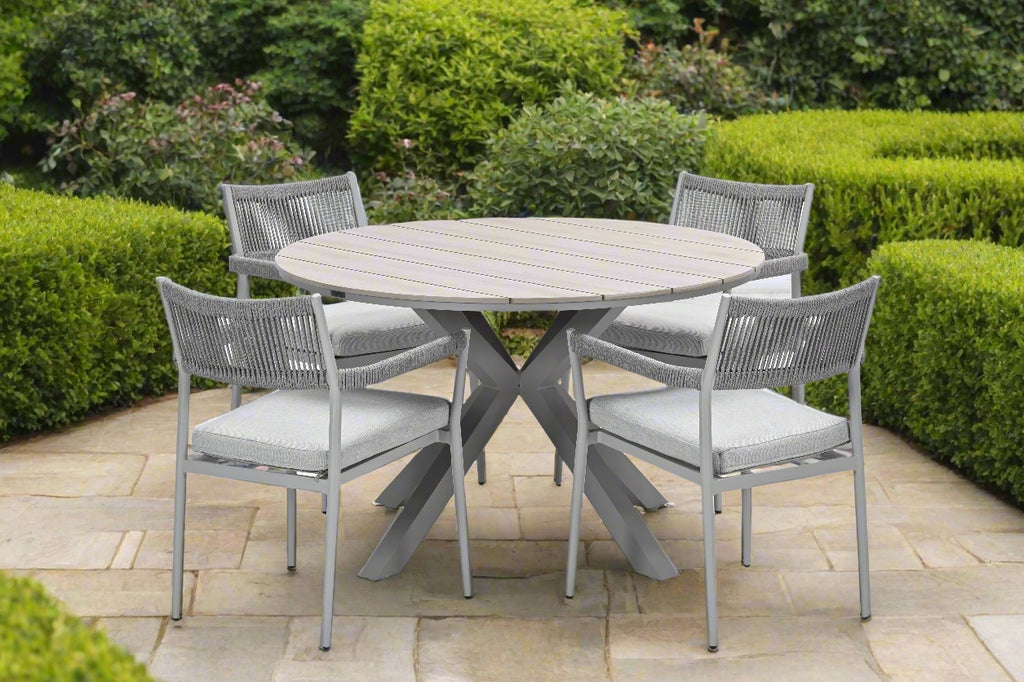 Edison Natural - Four Seater Round Dining Suite with Barcelona Chairs