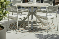 Edison Natural - Four Seater Round Dining Suite with Barcelona Chairs