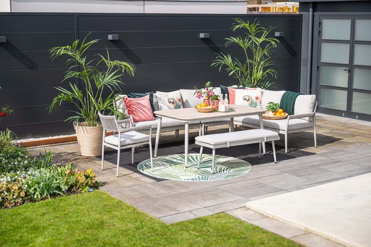 Ex Display Barcelona - Lounge & Dining Corner Sofa, with Table, Bench and Chair