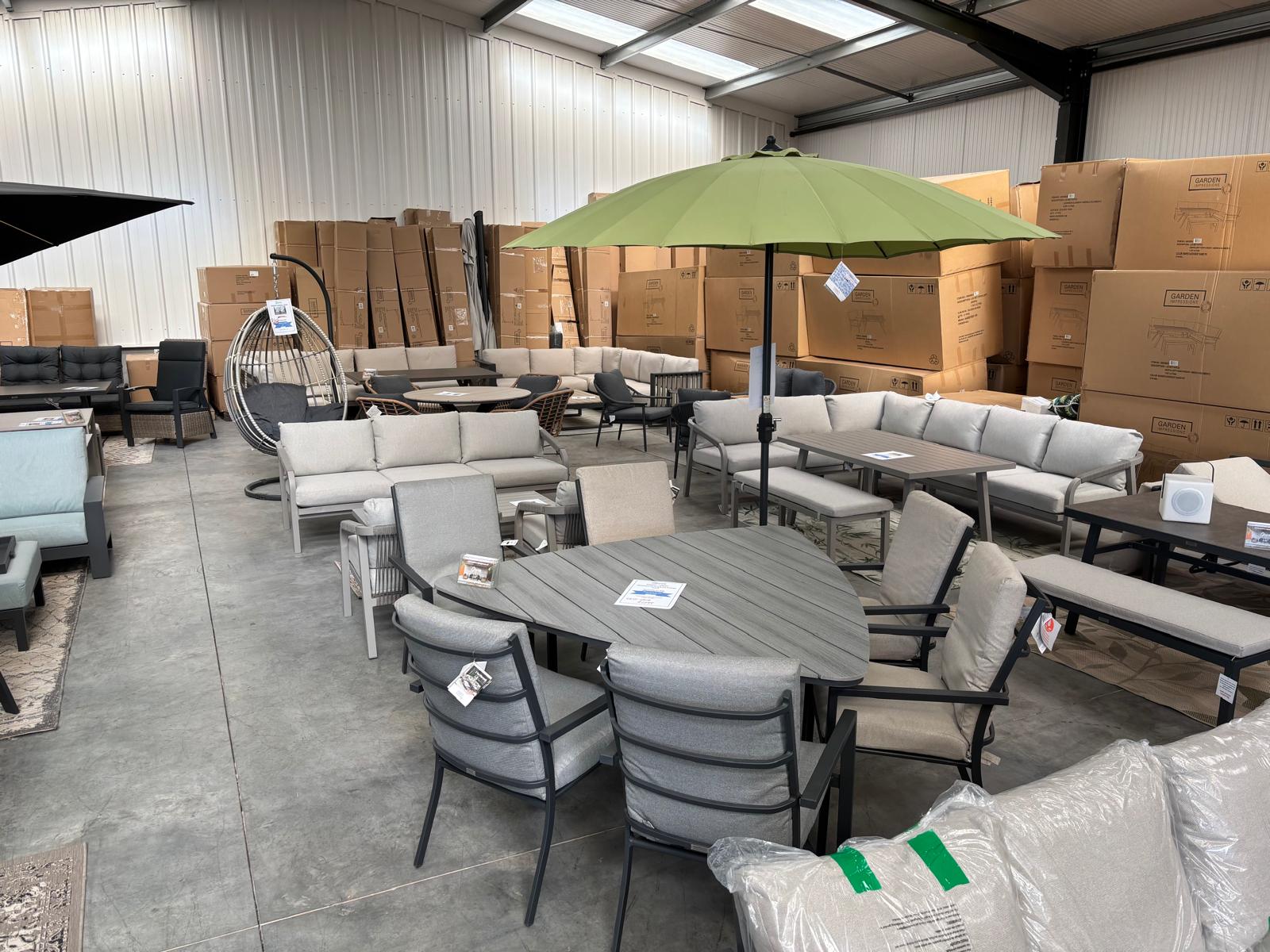Edison Grey - Six Seater Triangular Dining Suite with Sergio Chairs - Light Grey Cushions
