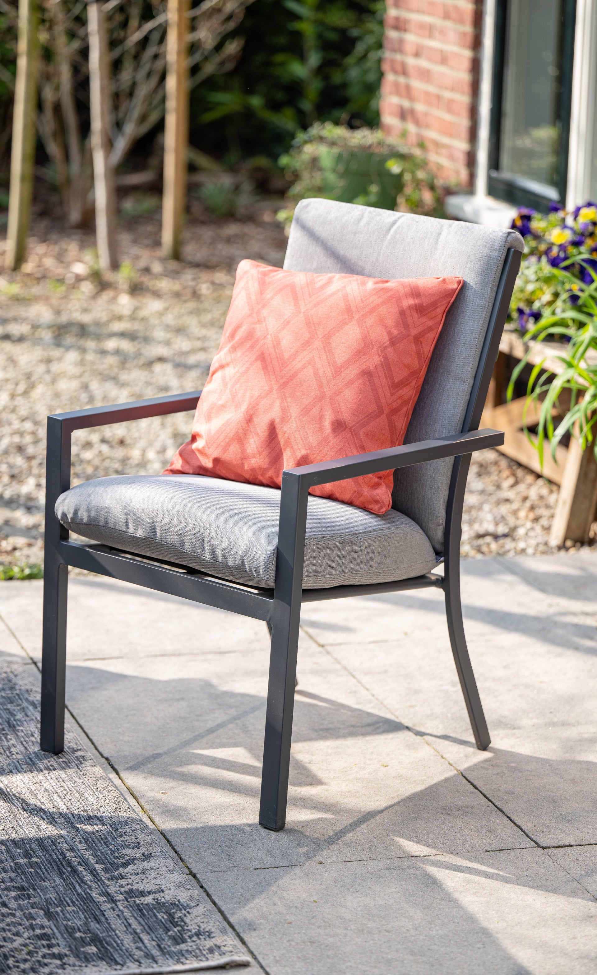 2 x Sergio Dining Chairs - Light Grey Cushions