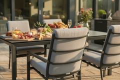 Domingo 4 Seater Dining Table with Sergio Dining Chairs - Light Grey Cushions