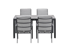 Domingo 4 Seater Dining Table with Sergio Dining Chairs - Light Grey Cushions