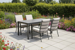 Domingo 4 Seater Dining Table with Sergio Dining Chairs - Sand Cushions