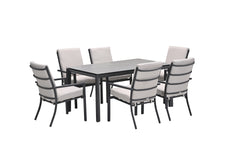 Ex Display Domingo 4 Seater Dining Table with Sergio Dining Chairs - Sand Cushions