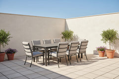 Domingo 6 Seater Dining Table with Sergio Dining Chairs - Sand Cushions