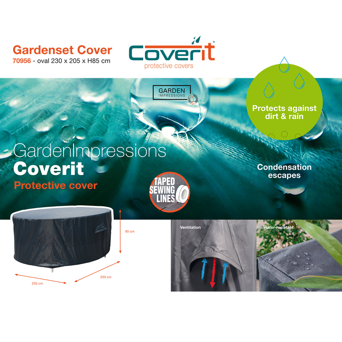 Coverit Oval Dining Cover 230cm x 205cm x H85cm