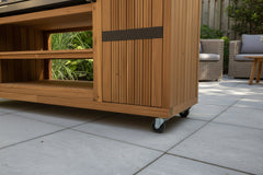 Avellino Teak Outdoor Kitchen BBQ Trolley on Wheels