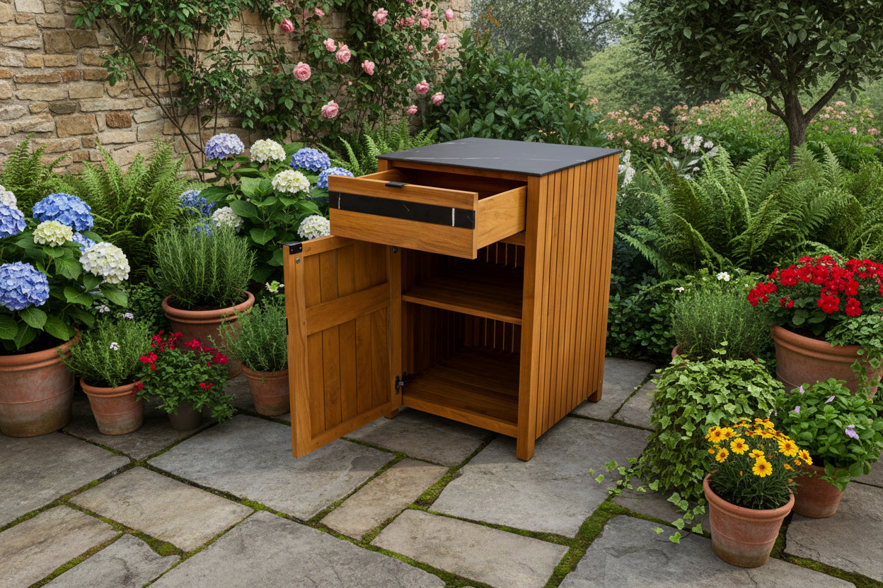 Avellino Teak Outdoor Kitchen Door and Drawer Unit
