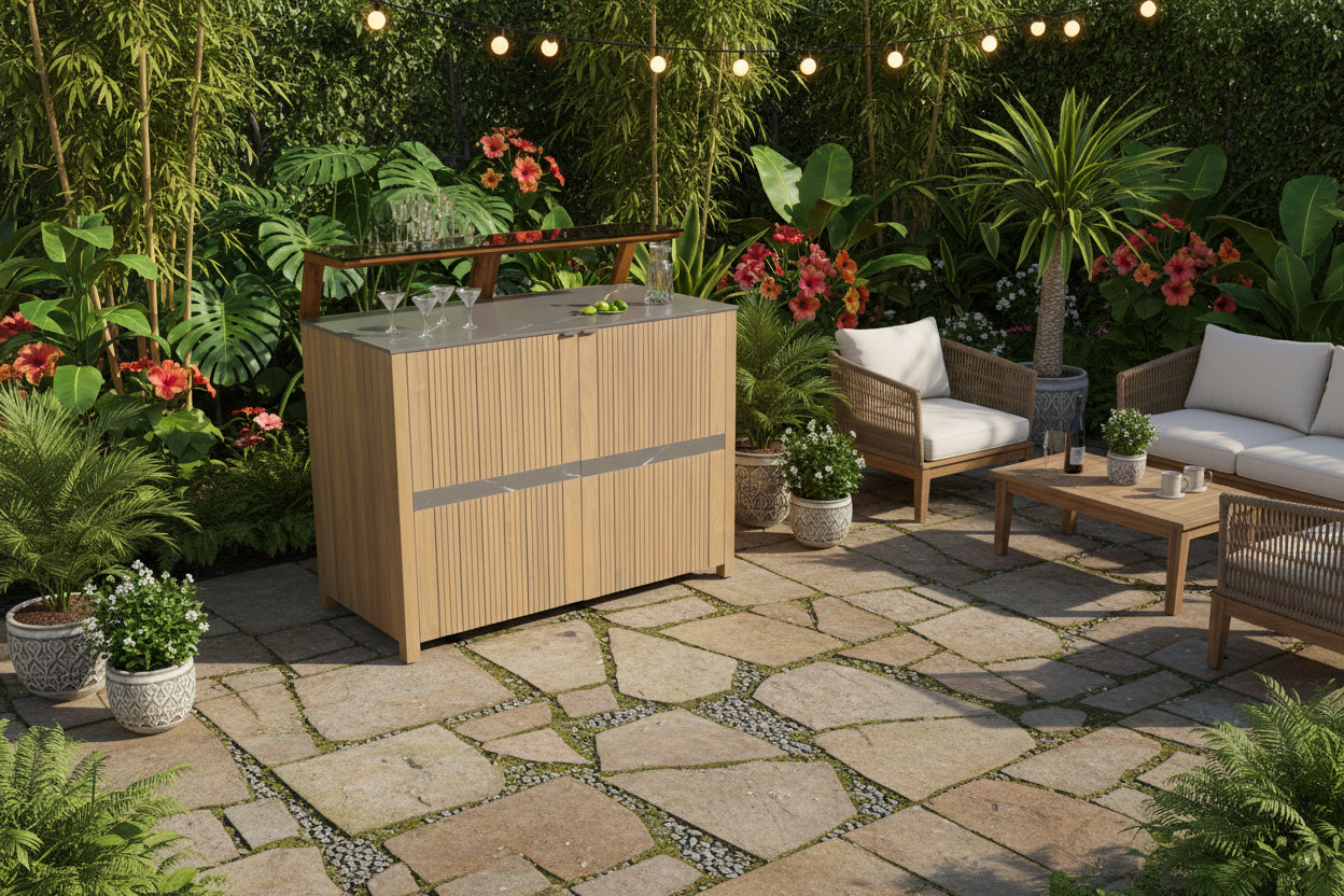 Avellino Teak Outdoor Kitchen Bar Shelf Unit