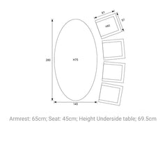 Edison Natural - Eight Seater Oval Dining Suite with Barcelona Chairs