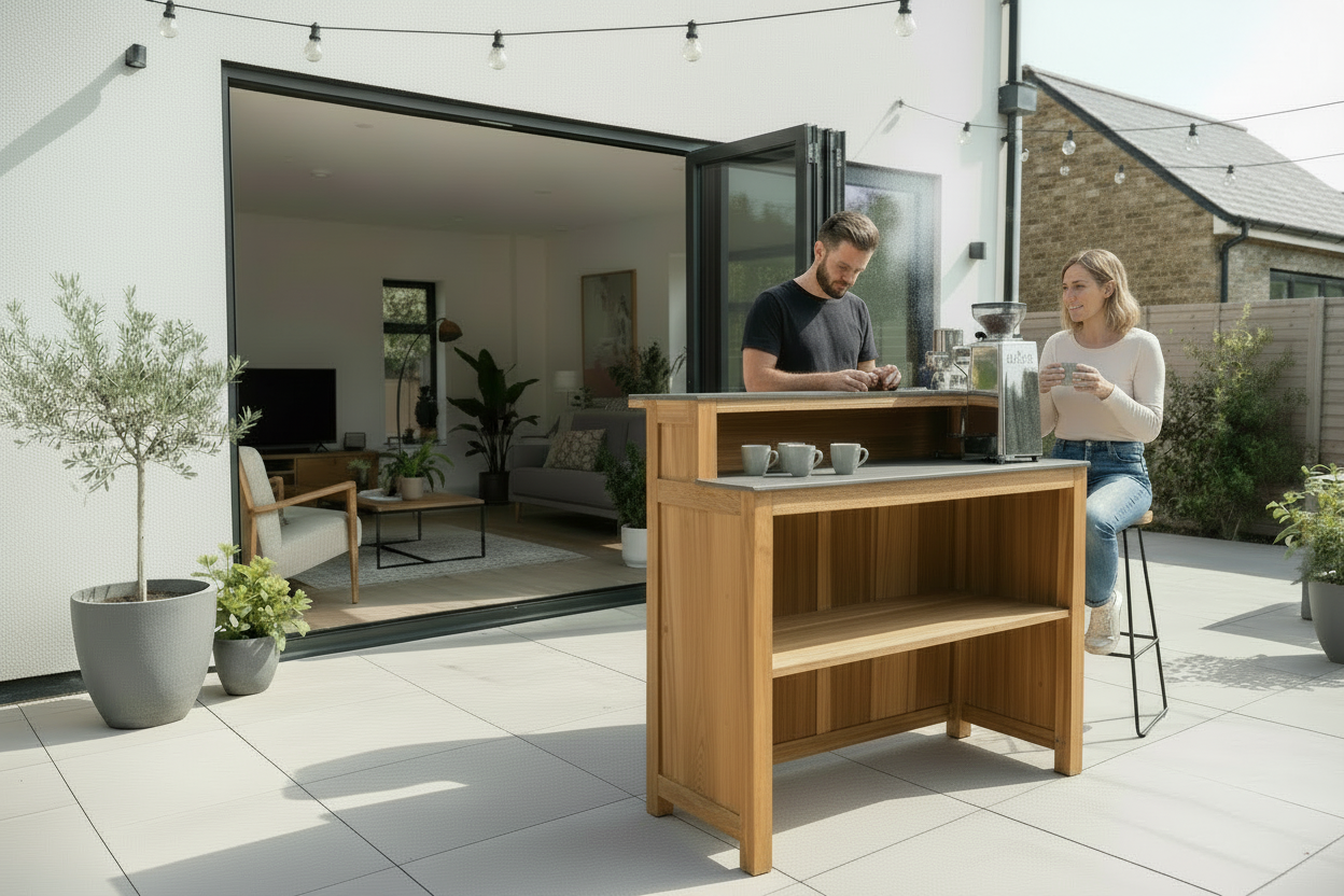 Barletta Teak Kitchen Coffee Bar Unit