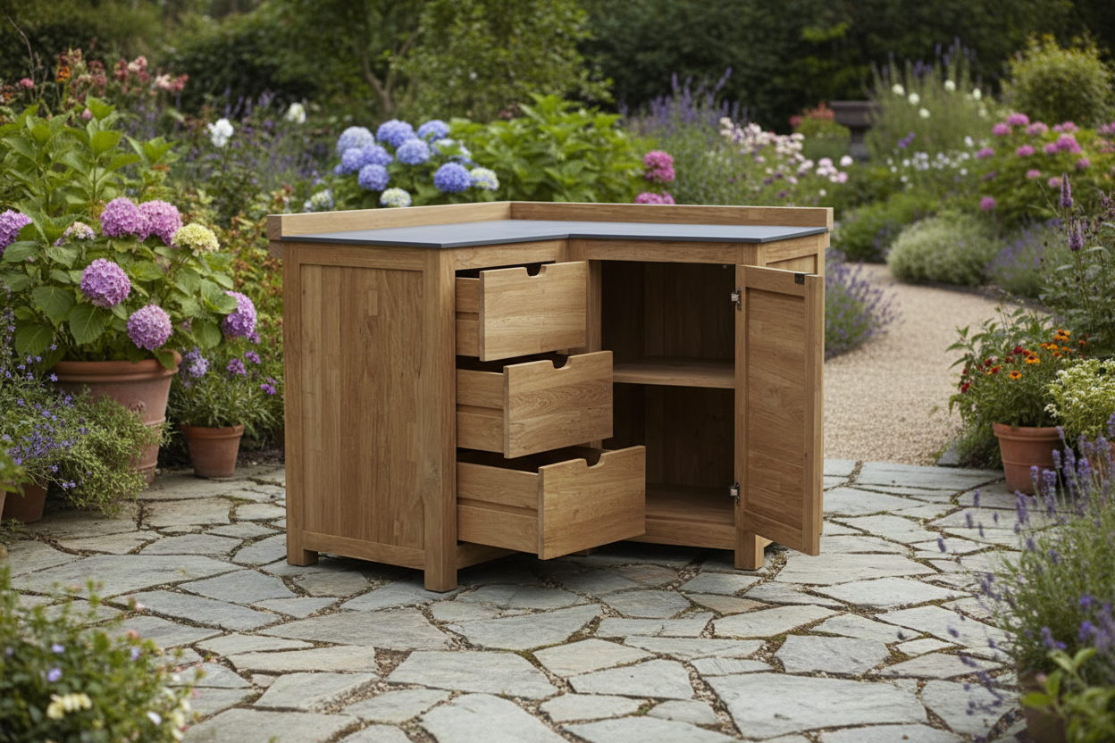 Barletta Teak Kitchen Corner Unit