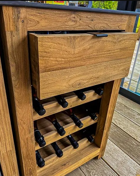 Barletta Teak Kitchen Wine Rack Unit