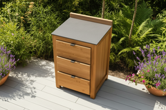 Barletta Teak Kitchen Single 3 Drawer Unit
