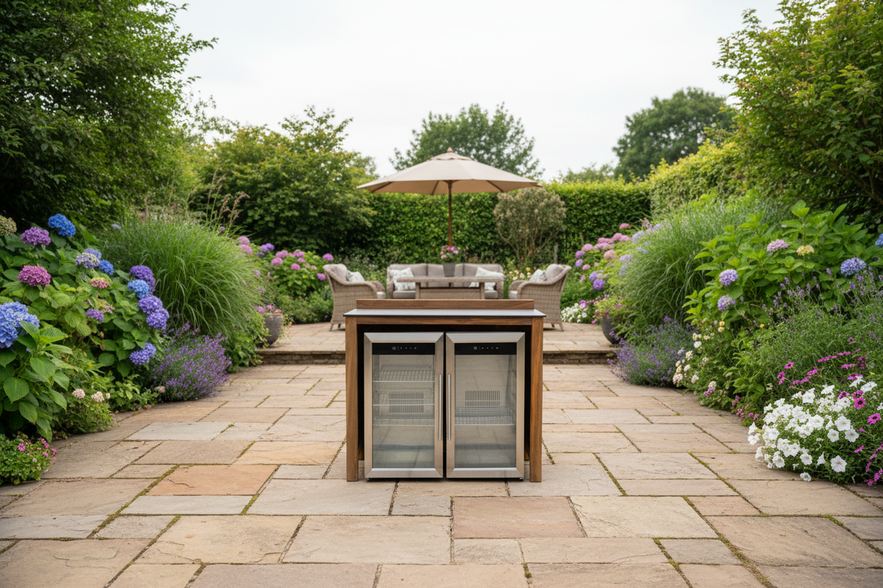 Barletta Teak Kitchen Double Fridge Unit