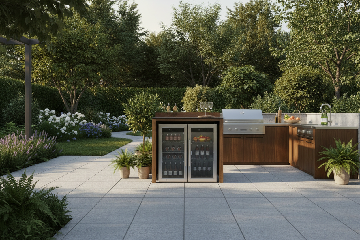 Barletta Teak Kitchen Double Fridge Unit