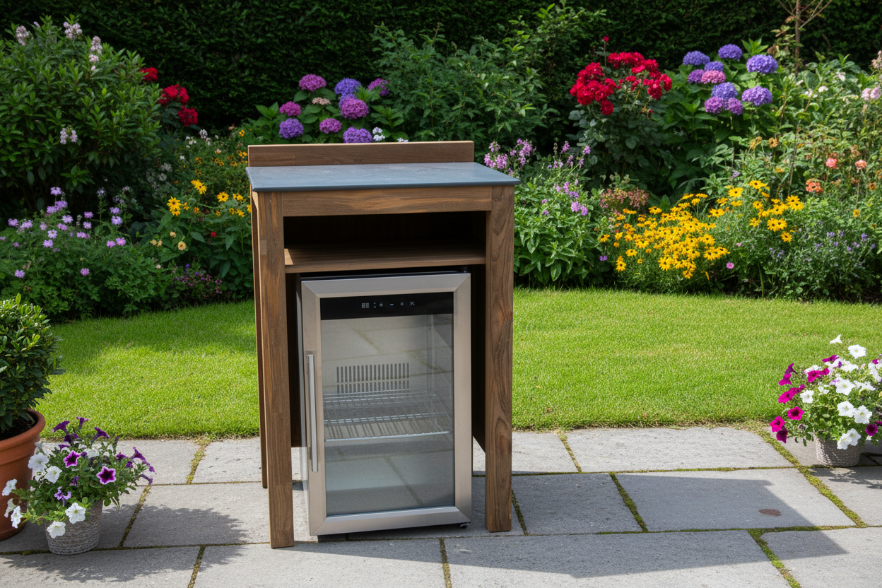 Barletta Teak Kitchen Fridge Unit