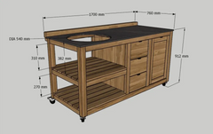 Barletta Teak Kitchen Large Green Egg Cabinet on Wheels