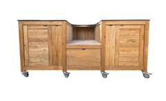 Barletta Teak Kitchen Large Green Egg Island on Wheels