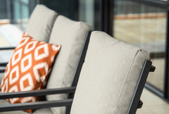 Edison Natural - Eight Seater Oval Dining Suite with Sergio Chairs - Sand Cushions