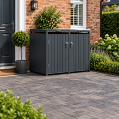 Double Galvanized Steel Wheelie Bin Store Anthracite