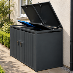 Double Galvanized Steel Wheelie Bin Store Anthracite