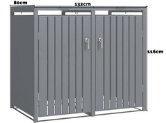 Double Galvanized Steel Wheelie Bin Store Anthracite
